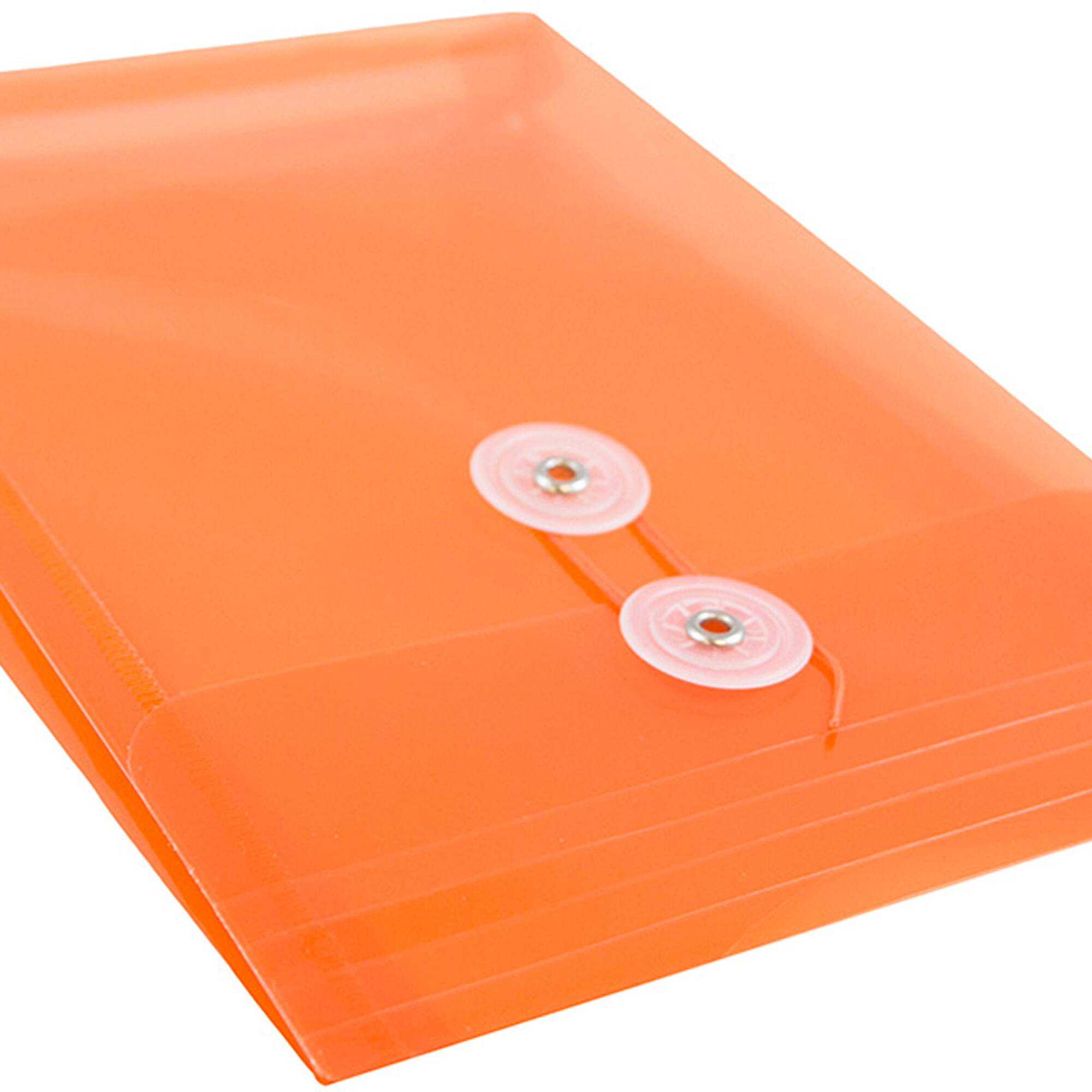 JAM Paper 6.25" x 9.25" Orange Plastic Button String Open End Envelopes, 120ct.